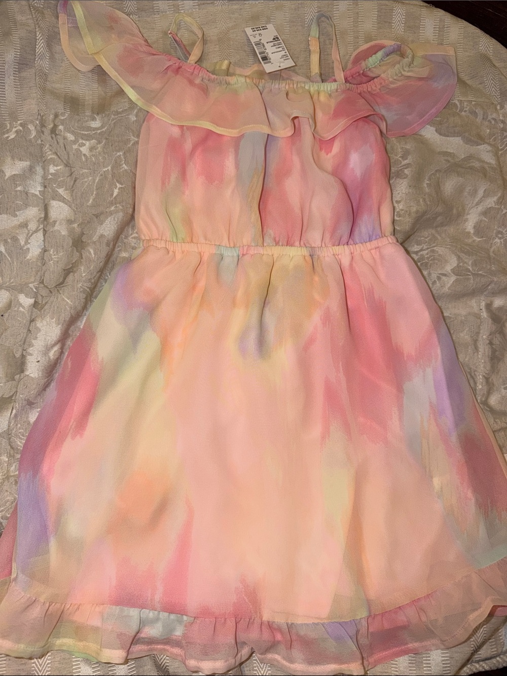 The Children's Place Pastel Watercolor Ruffle Dress - Pink, Purple, Yellow